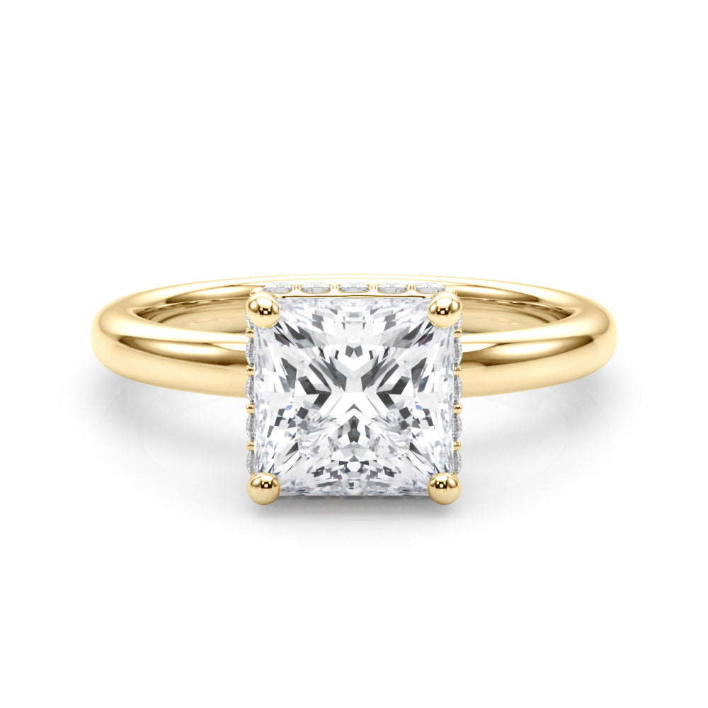 Double Hidden Halo Princess Cut Engagement Ring