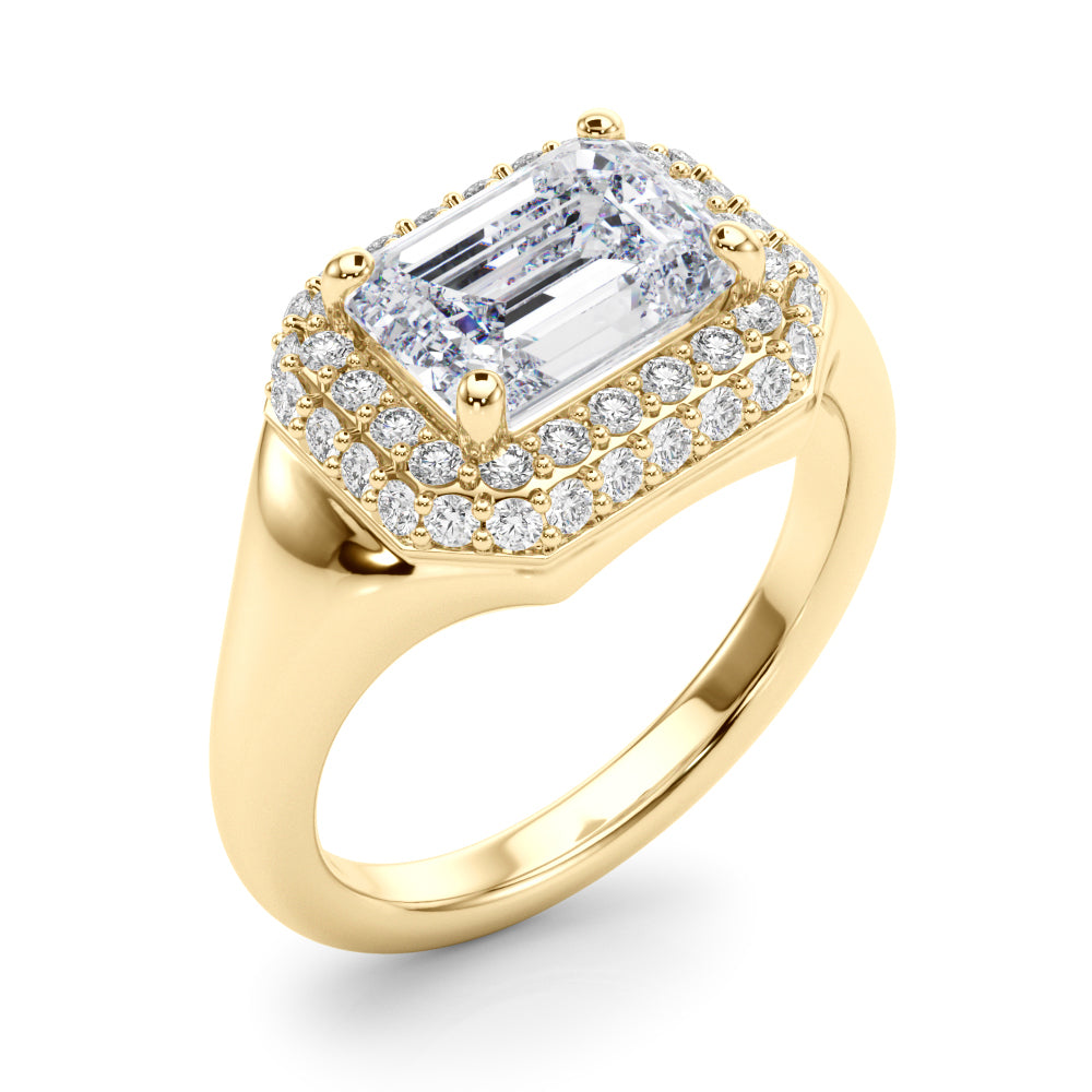 Double Halo Emerald Cut Engagement Ring