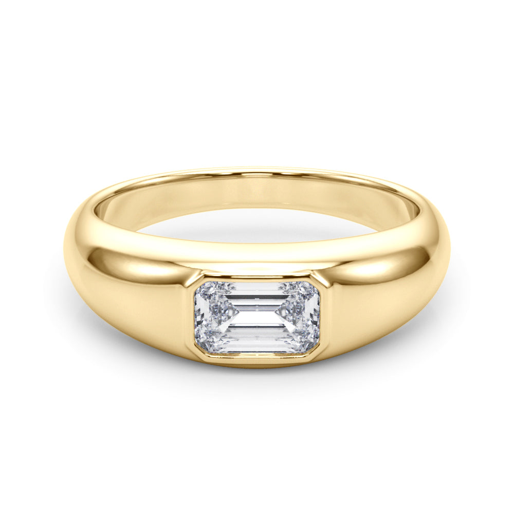 Modern Emerald Cut Bezel Set Engagement Ring