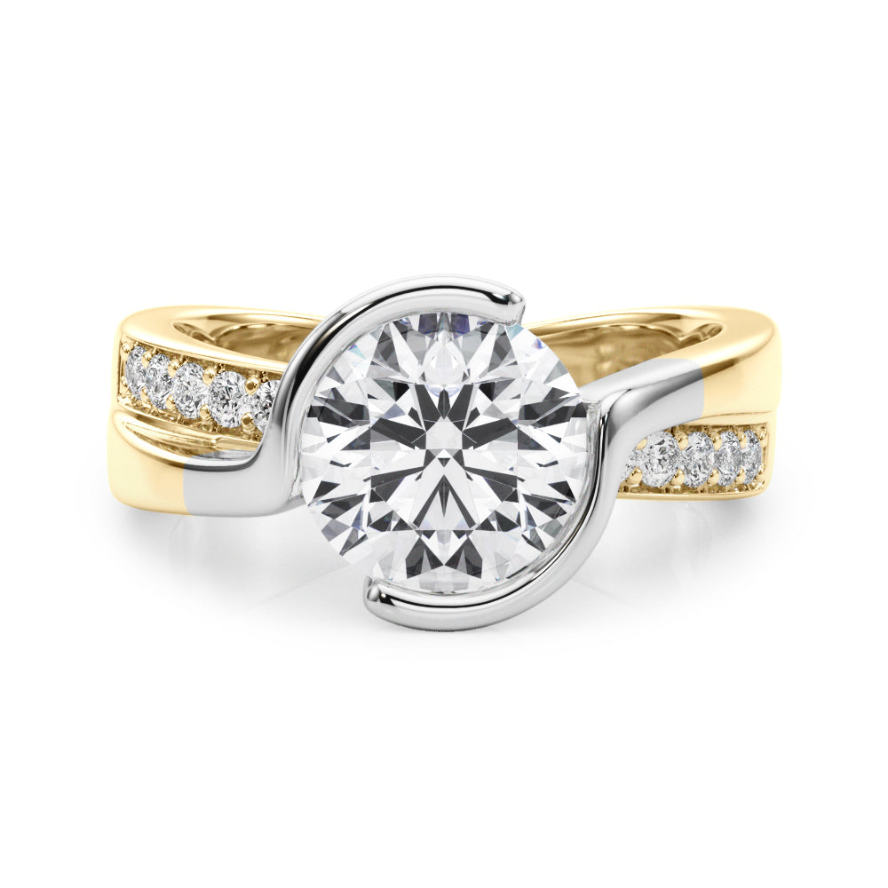 Accented Round Bypass Engagement Ring
