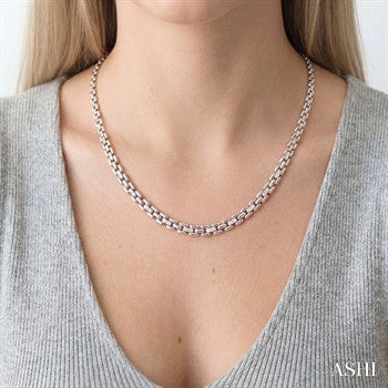 1/4 Ctw Bold Panther Link Round Cut Diamond Fashion Necklace in Sterling Silver