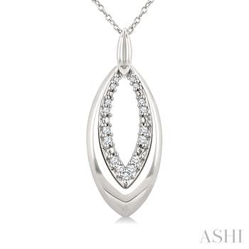 1/10 Ctw Marquise Shape Inner Link Round Cut Diamond Pendant With Chain in Sterling Silver