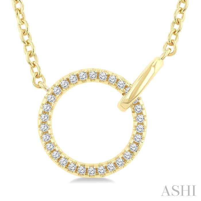 1/10 Ctw Round Cut Diamond Interlocked Circle Fashion Petite Pendant With Chain in 10K Yellow Gold