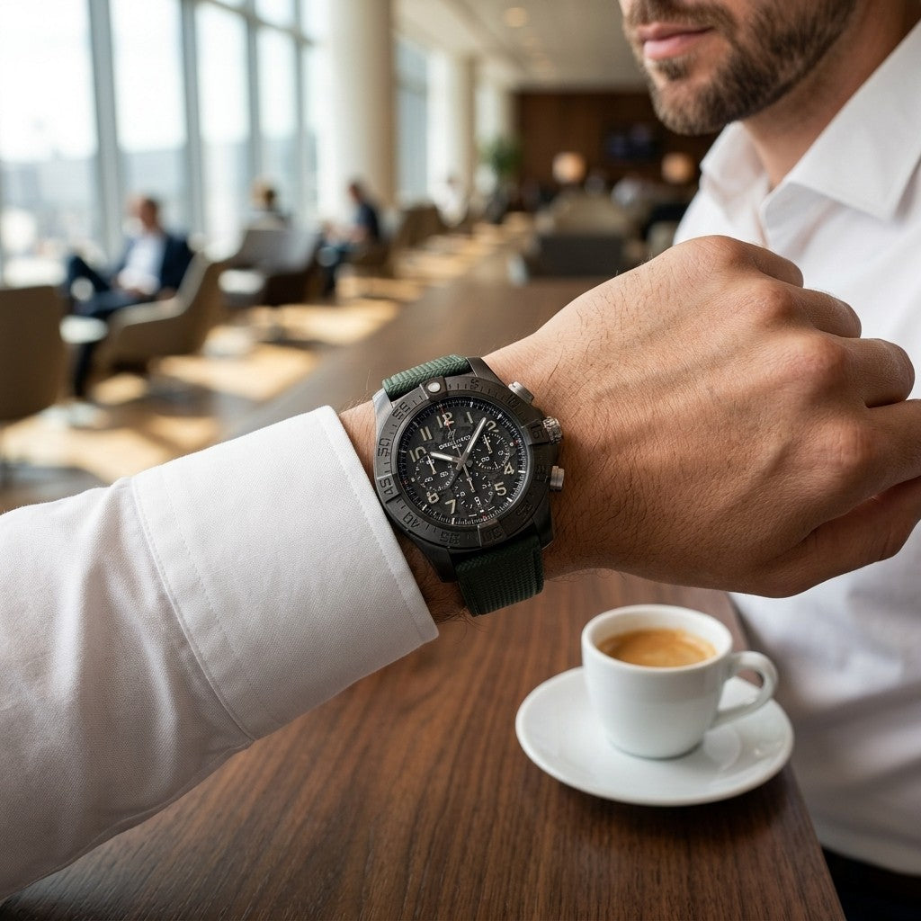 Breitling Super Avenger B01 Chronograph 46 Night Mission — Carbon Dial — lifestyle