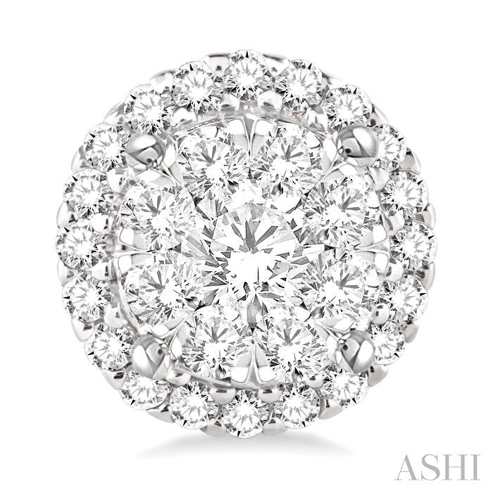 2 Ctw Lovebright Round Cut Diamond Earrings in 14K White Gold