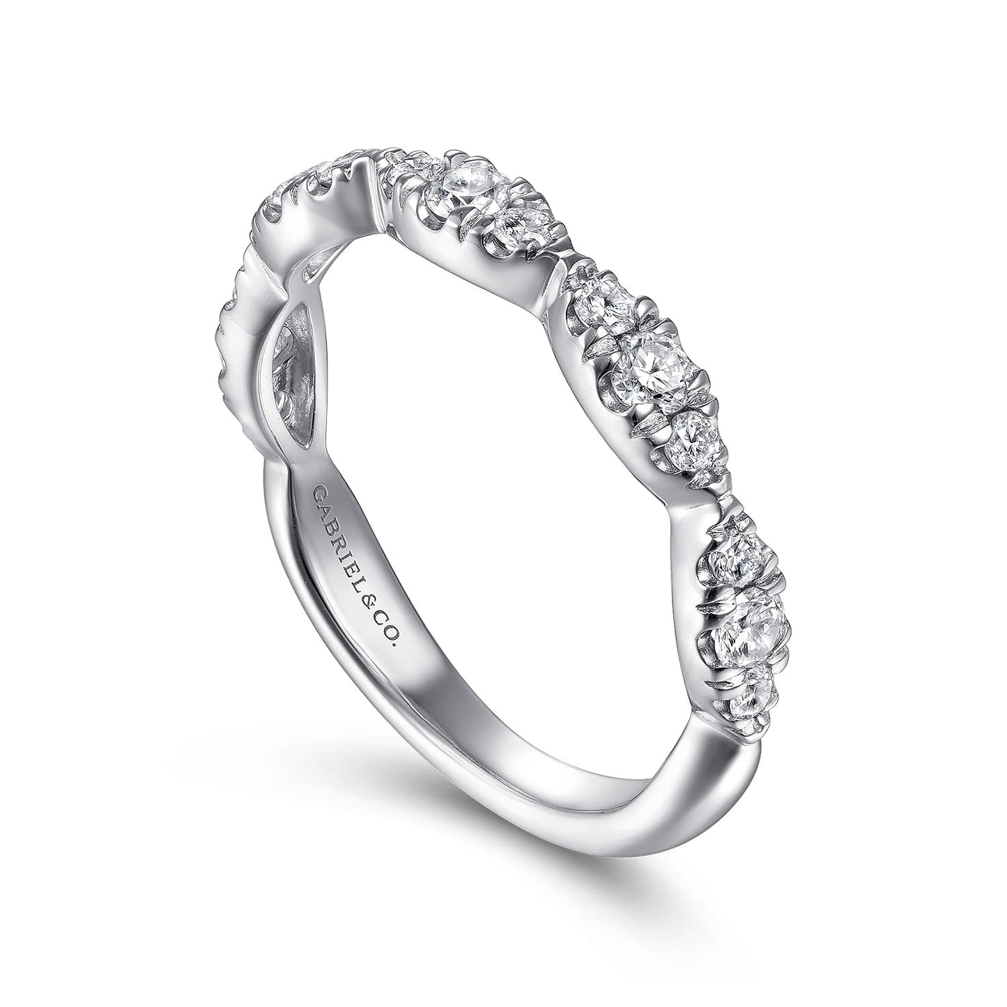 Gabriel & Co. 14K White Gold Diamond Cluster Marquis Station Ring .40CTW