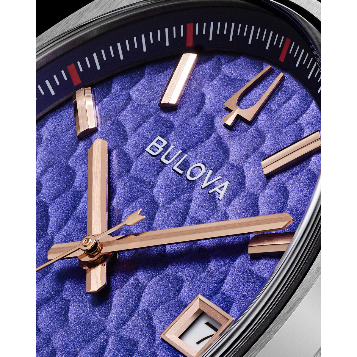 Bulova NYC 96B484, 39mm purple dial stainless steel, Mens