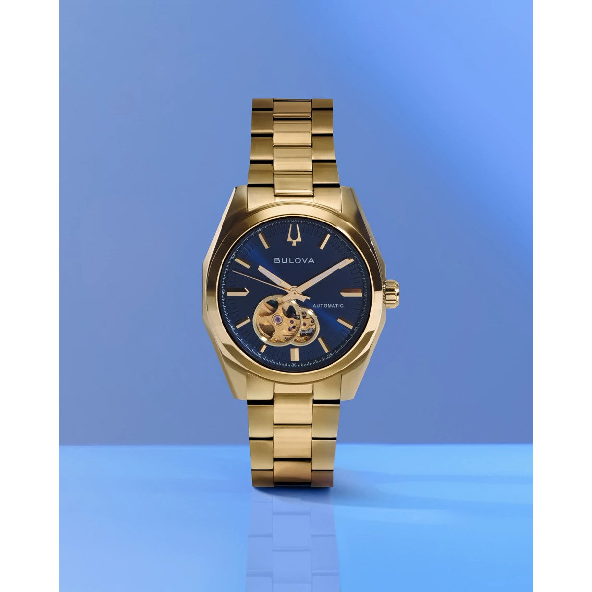 Bulova Surveyor 97A203, 39mm blue dial stainless steel, Mens
