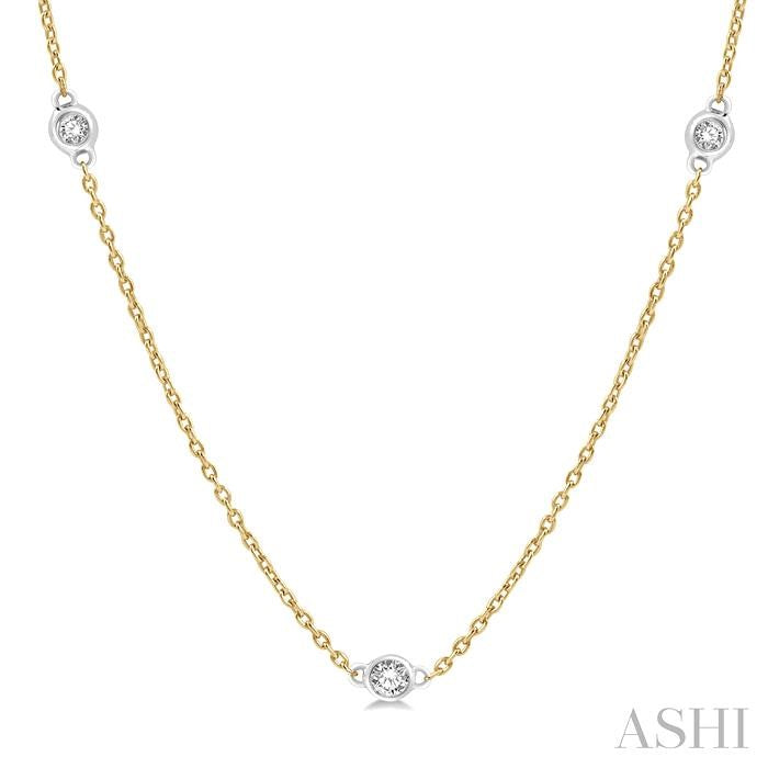 1/4 Ctw Round Cut Diamond Fashion Necklace in 14K Yellow and White Gold
