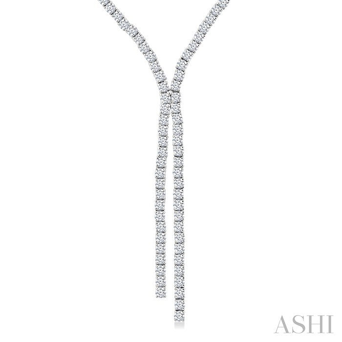 8 7/8 Ctw Y-Shape Round Cut Diamond Tennis Necklace in 14K White Gold