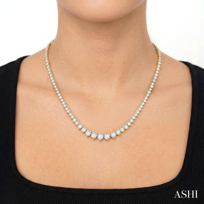 5 Ctw Riviera Round Cut Diamond Necklace in 14K Yellow Gold