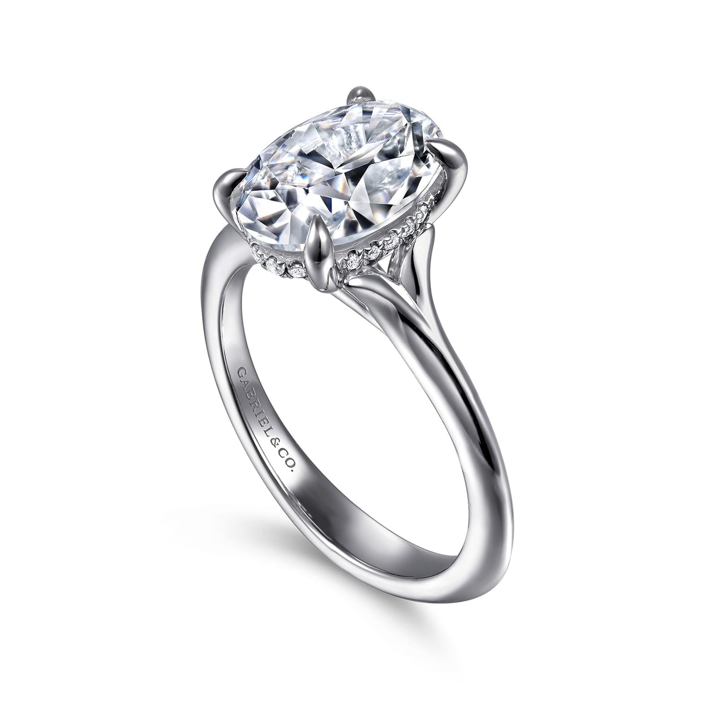 Gabriel & Co. Alden - 14K White Gold Split Shank Oval Diamond Engagement Ring .07CTW 10.5X7