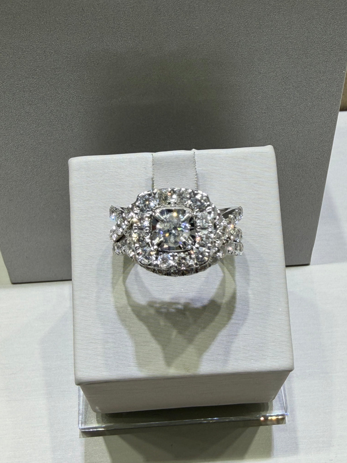 14K White Gold 2.00 CTW Natural Diamond Halo Twist Bridal Wedding Set