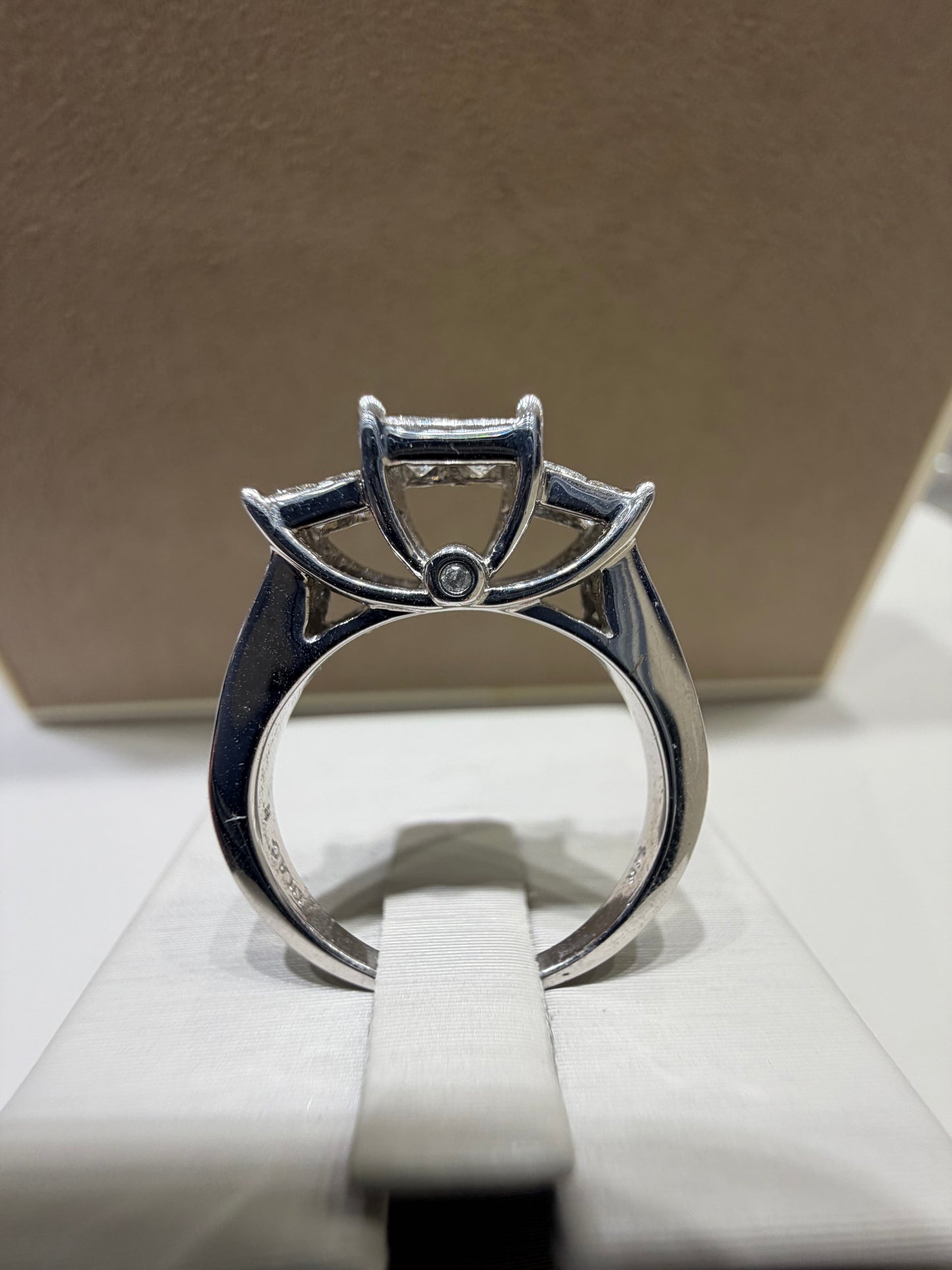 Three-Stone Princess Cut Invisible-Set Diamond Engagement Ring | 14K White Gold