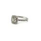 14k White Gold 2 Carat Cushion Shaped Halo Diamond Bridal Engagement Ring GIA