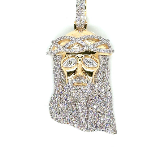 10k Gold and diamond Jesus pendant 7 carat with chain