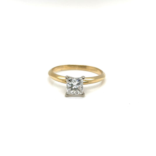 14k yellow gold 1carat princess cut solitaire Wedding Ring EGL certified