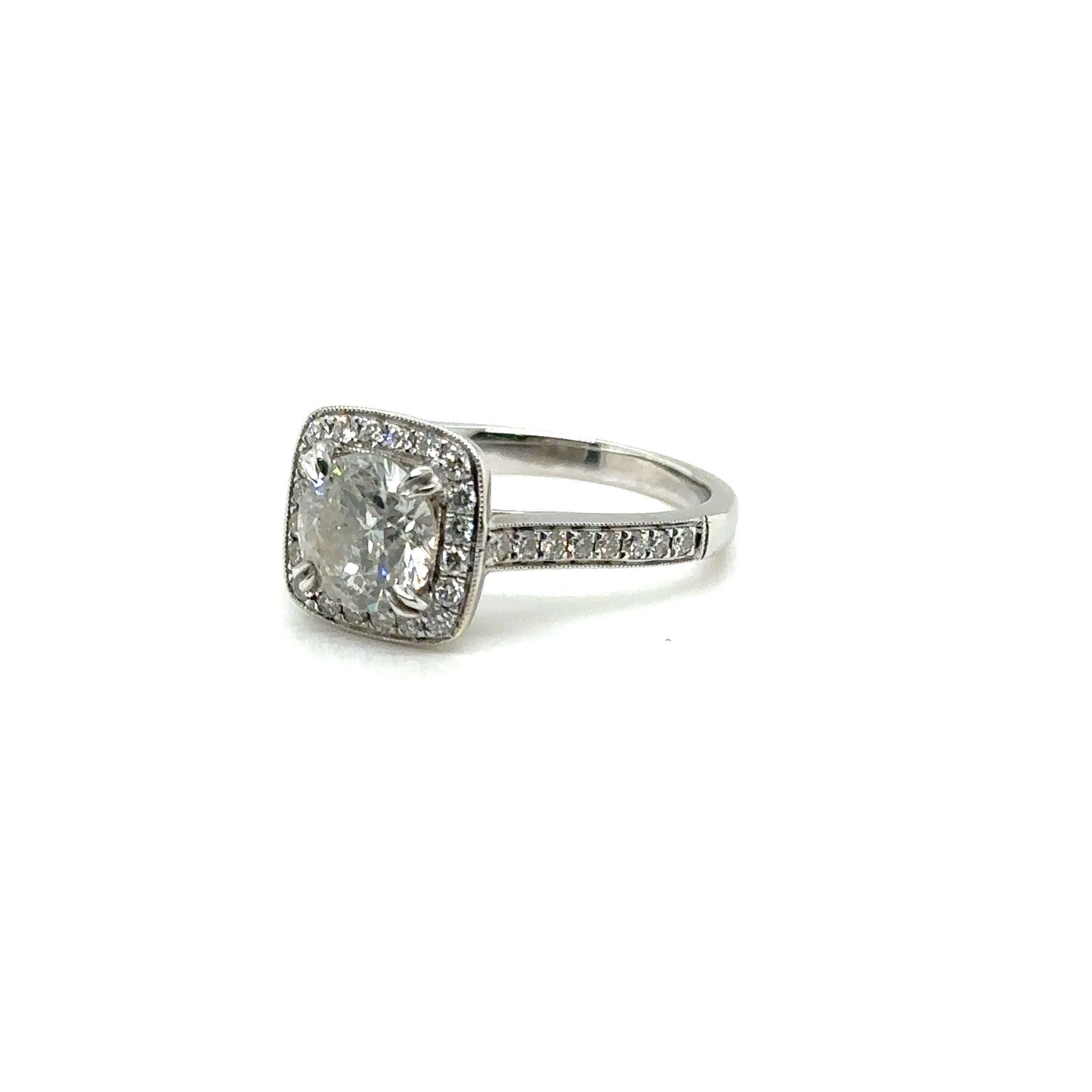 14k White Gold 2ctw Carat cushion  Shaped Halo Diamond Bridal Engagement Ring