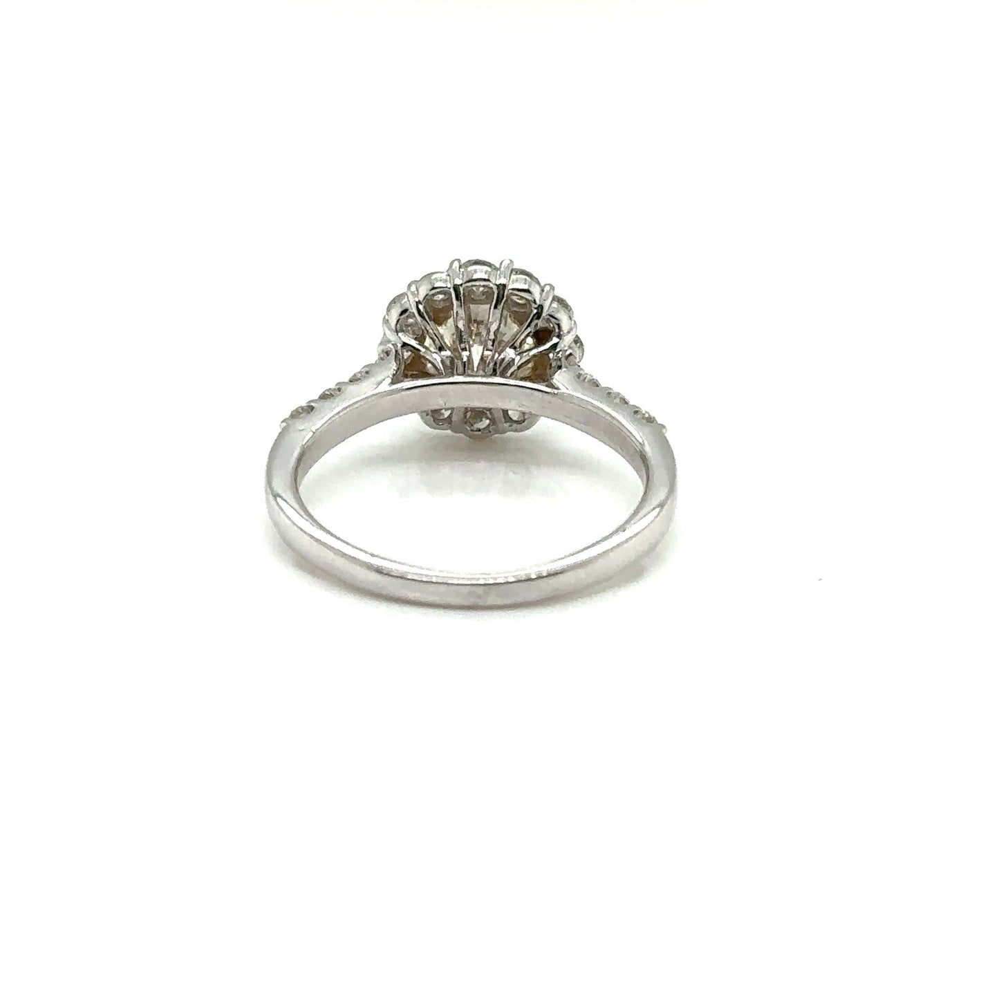 14k White Gold 2.21 Carat Round Shaped Halo Diamond Bridal Engagement Ring