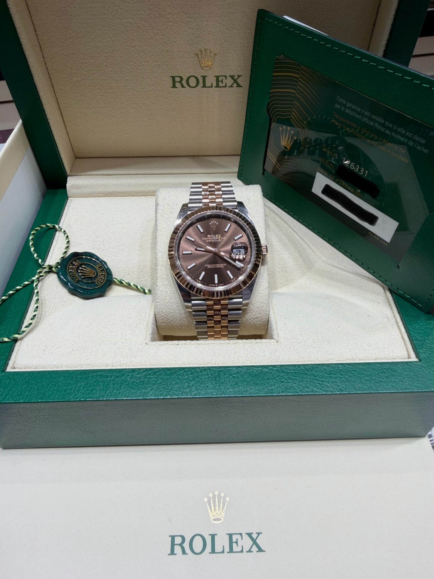 Rolex Datejust 41mm Everose Gold and Steel 126331 Choclate