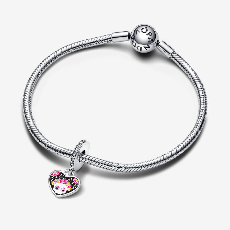 Engravable Day of the Dead Sugar Skull Heart Dangle Charm