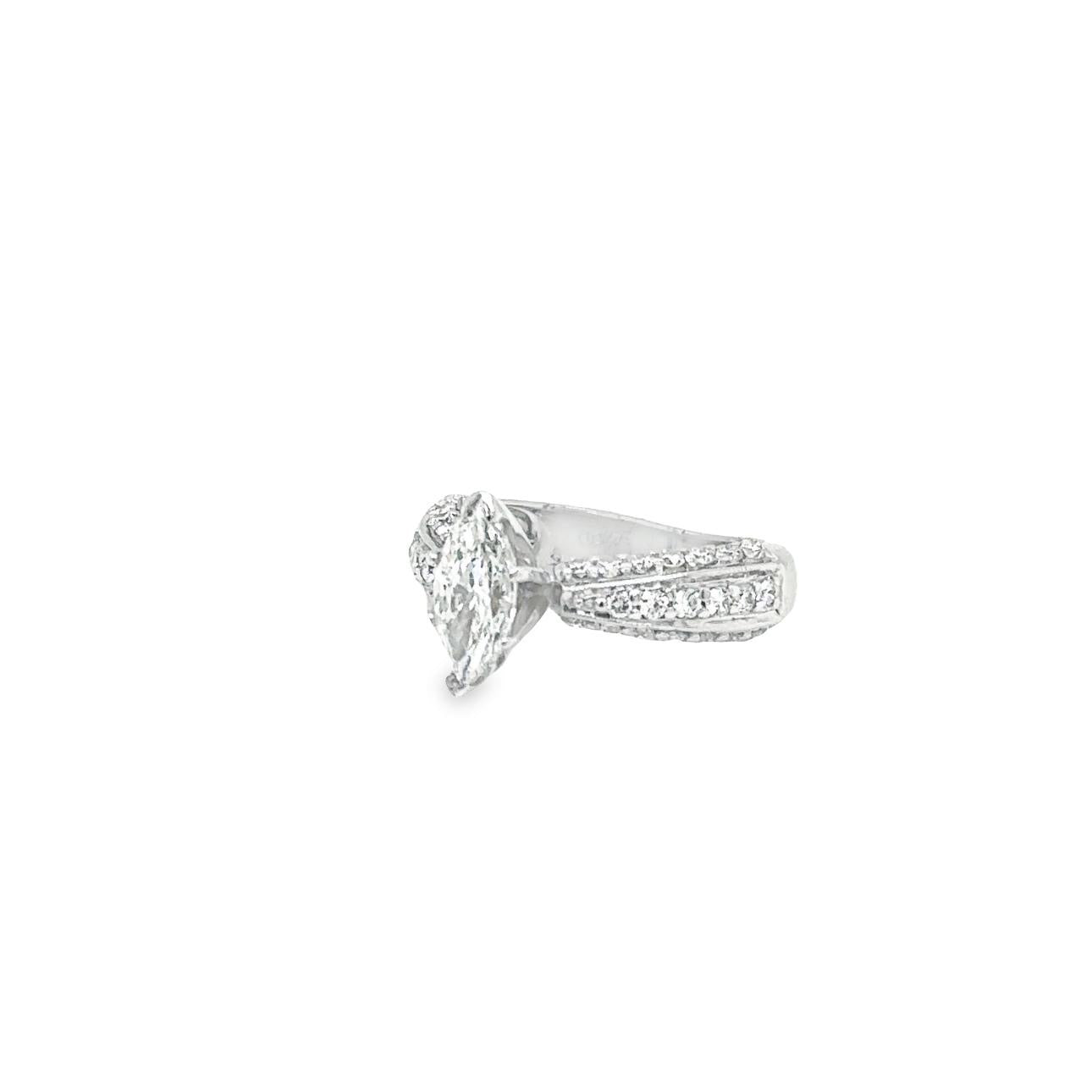 14k White Gold 1.51ctw marquise Engagement Ring
