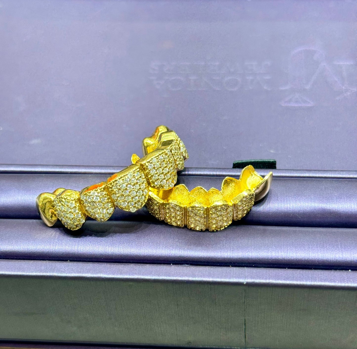 10K White Gold Lab Diamond men’s grill Custom made to order set . Starting 6x6 Top and bottom