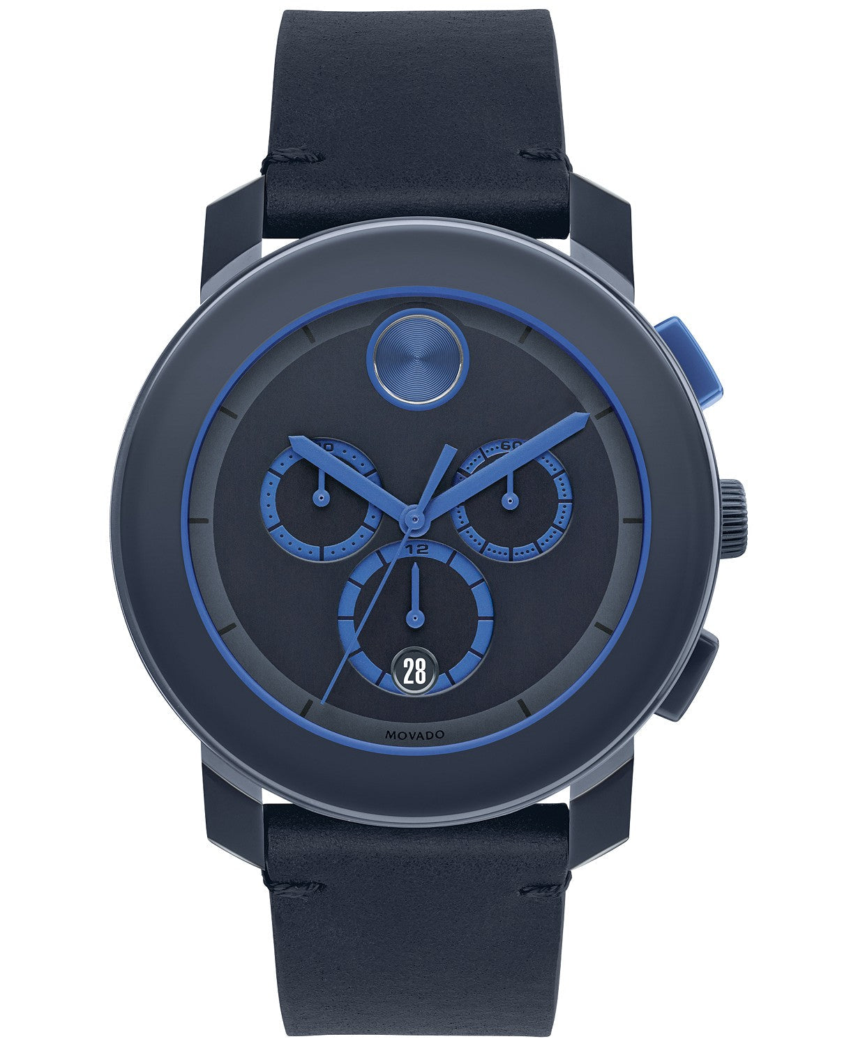 MOVADO MEN'S BOLD BLUE LEATHER STRAP WATCH 3600349
