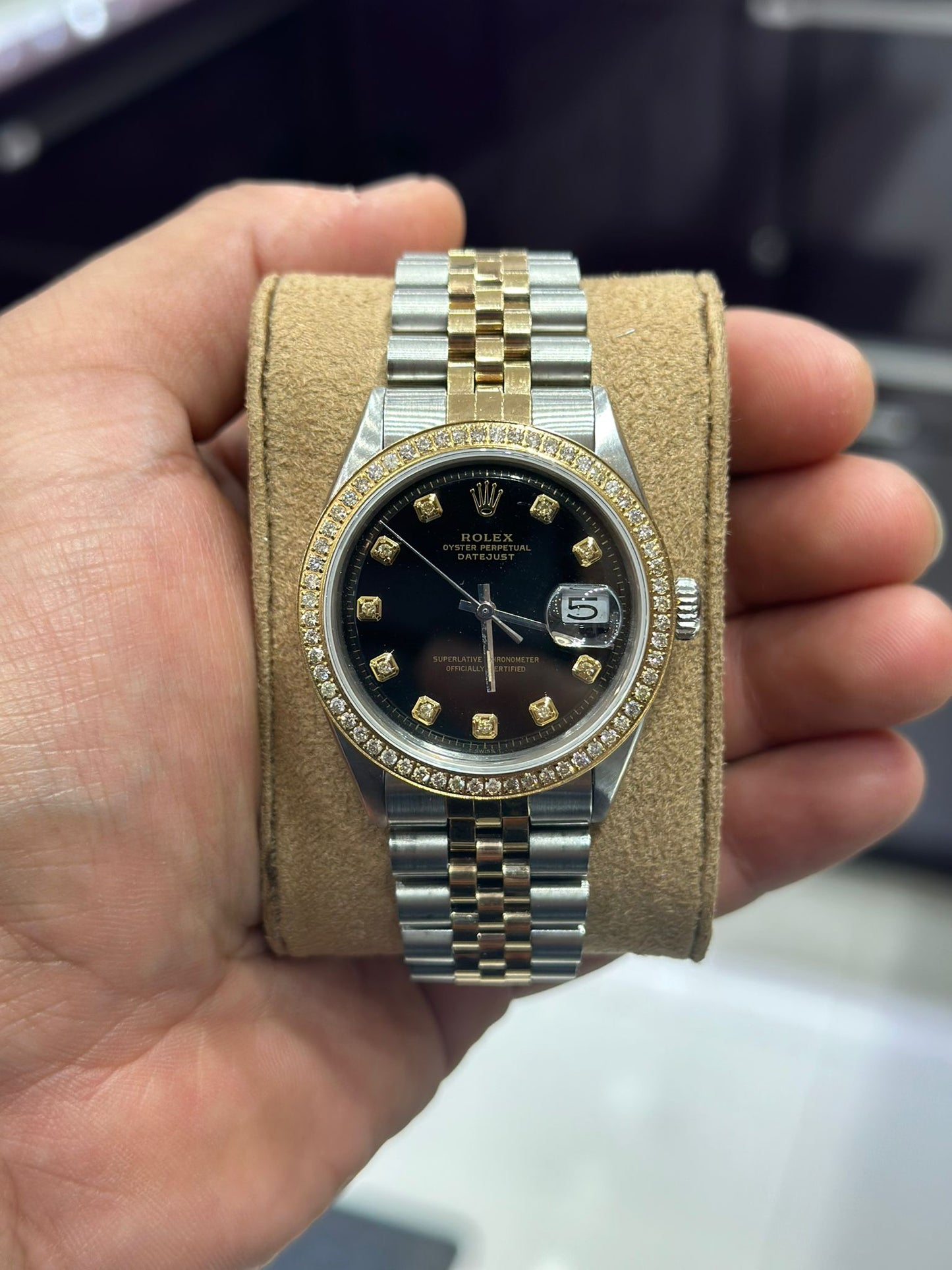 Rolex Datejust 36mm custom diamond bezel diamond dial and jubilee band