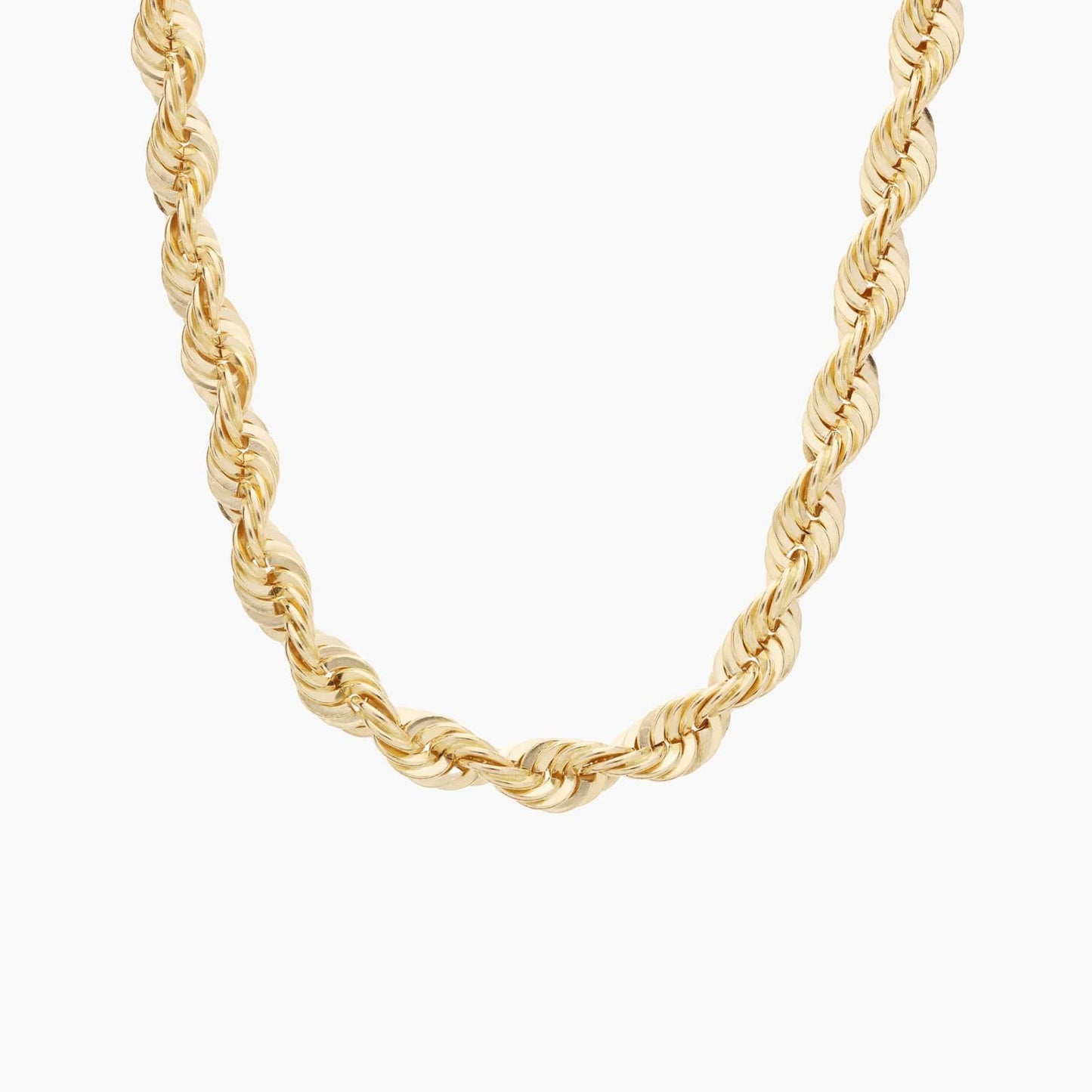 Men's Solid Diamond Cut Rope chain Necklace 24In 10k Yellow Gold (7mm)