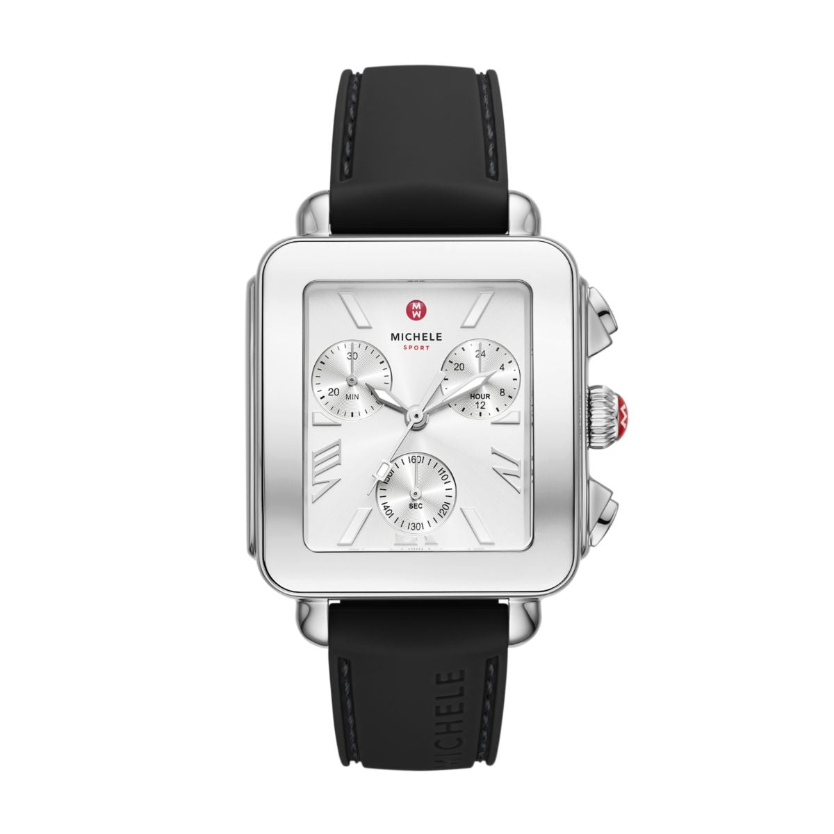 Michele Deco Sport Chrono watch 34mm x 36mm silver white sunray dial