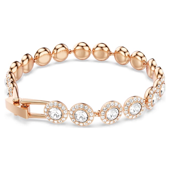 Angelic Tennis bracelet Round cut, Pavé, Medium, White, Rose gold-tone plated