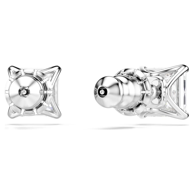 Attract stud earrings Square cut, White, Rhodium plated
