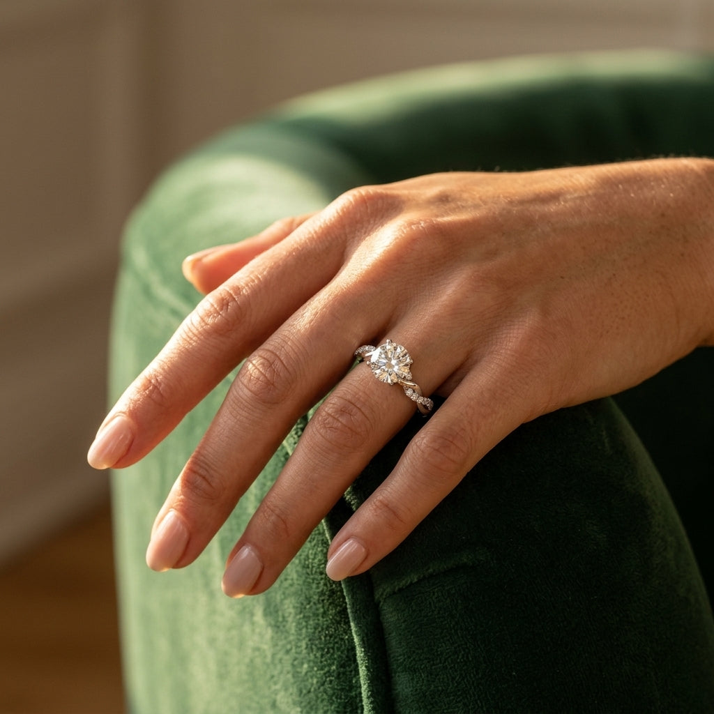 Braided Engagement Ring - worn lifestyle photo