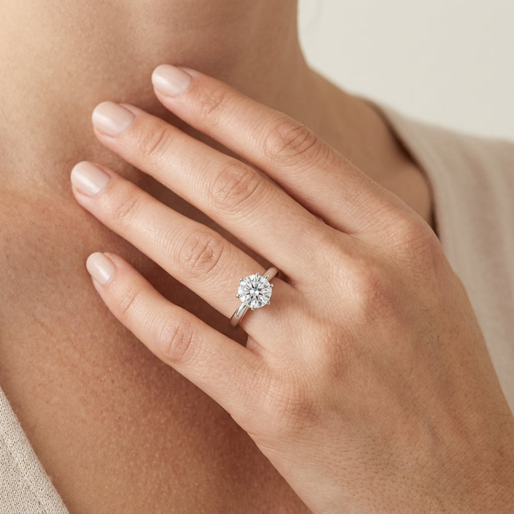 Solitaire Engagement Ring - worn lifestyle photo