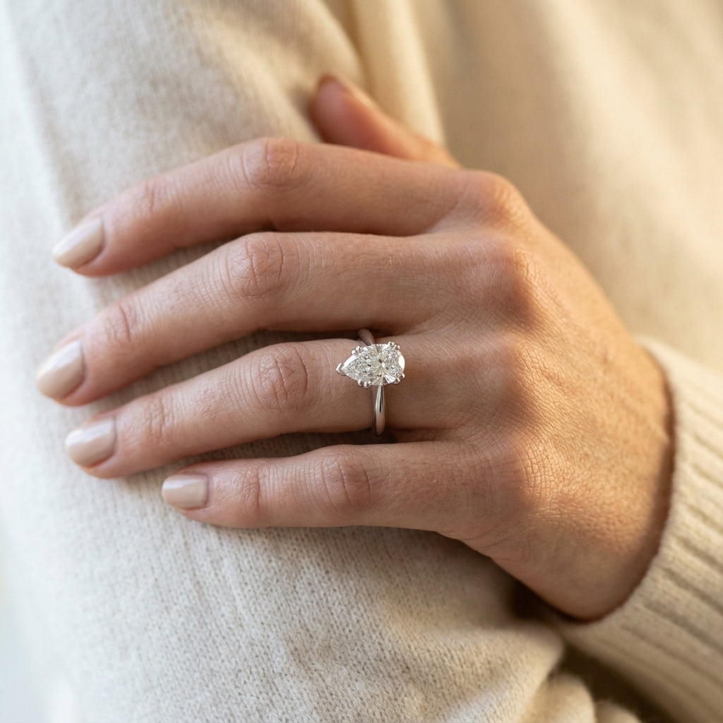 DOUBLE PRONG PS ENGAGEMENT RING - worn lifestyle photo