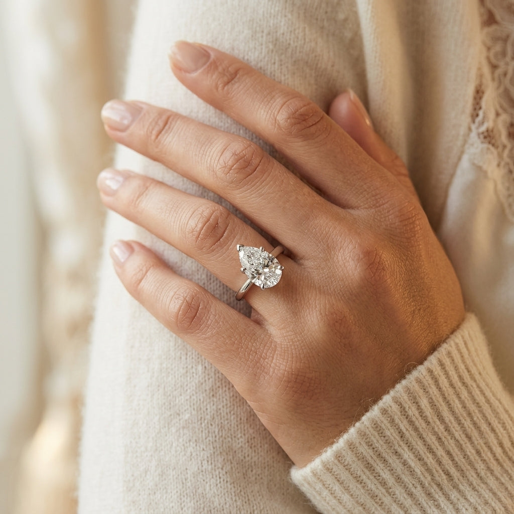 Solitaire Pear Shape - worn lifestyle photo