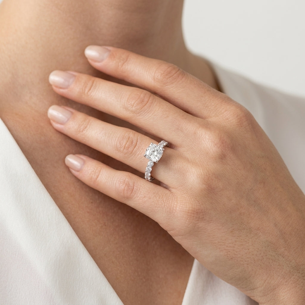 CU SINGLE ROW SHARED PR ENG RING - worn lifestyle photo