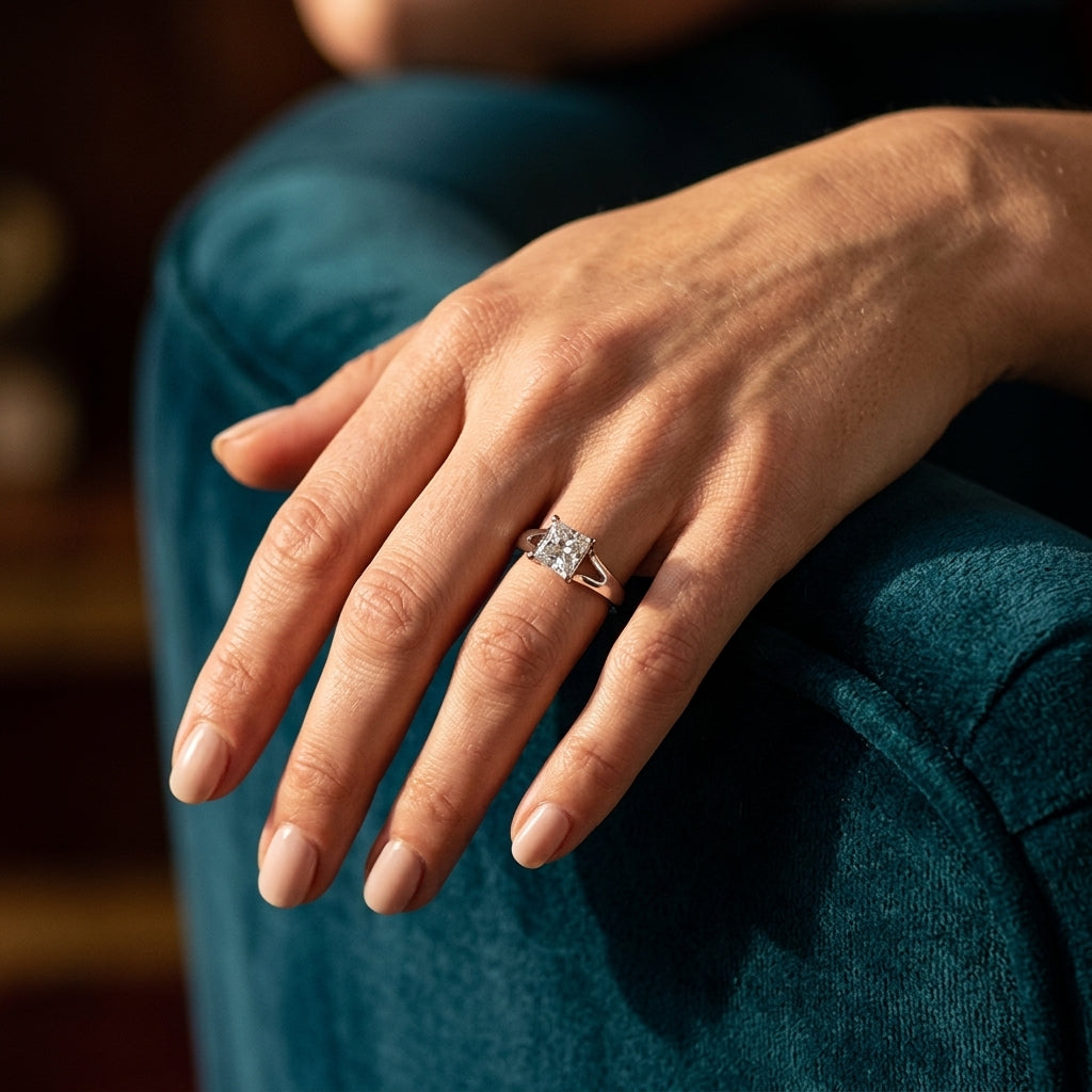 ENGAGEMENT RINGS SOLITAIRES PRINCE - worn lifestyle photo