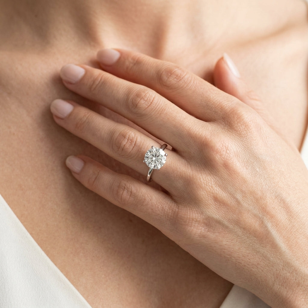 Floral Engagement Ring - worn lifestyle photo