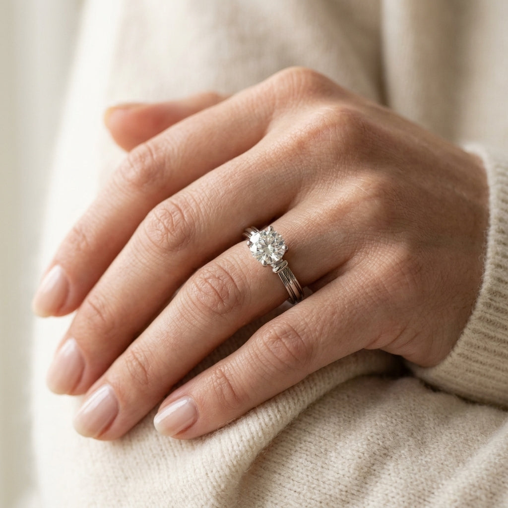 Solitaire Engagement Rings - worn lifestyle photo