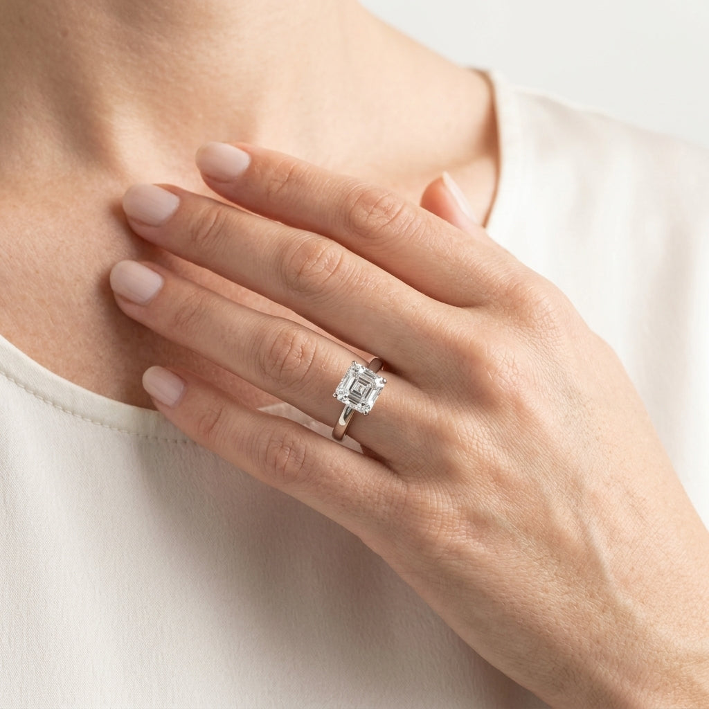 Classic Plain Cathedral Engagement Ring - worn lifestyle photo