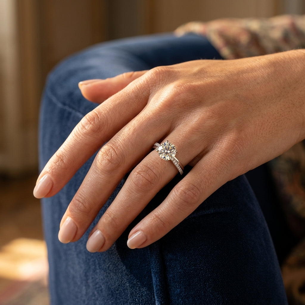 Intertwined Engagement Ring - worn lifestyle photo