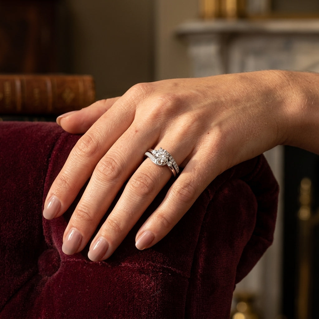 Bypass Engagement Ring - worn lifestyle photo