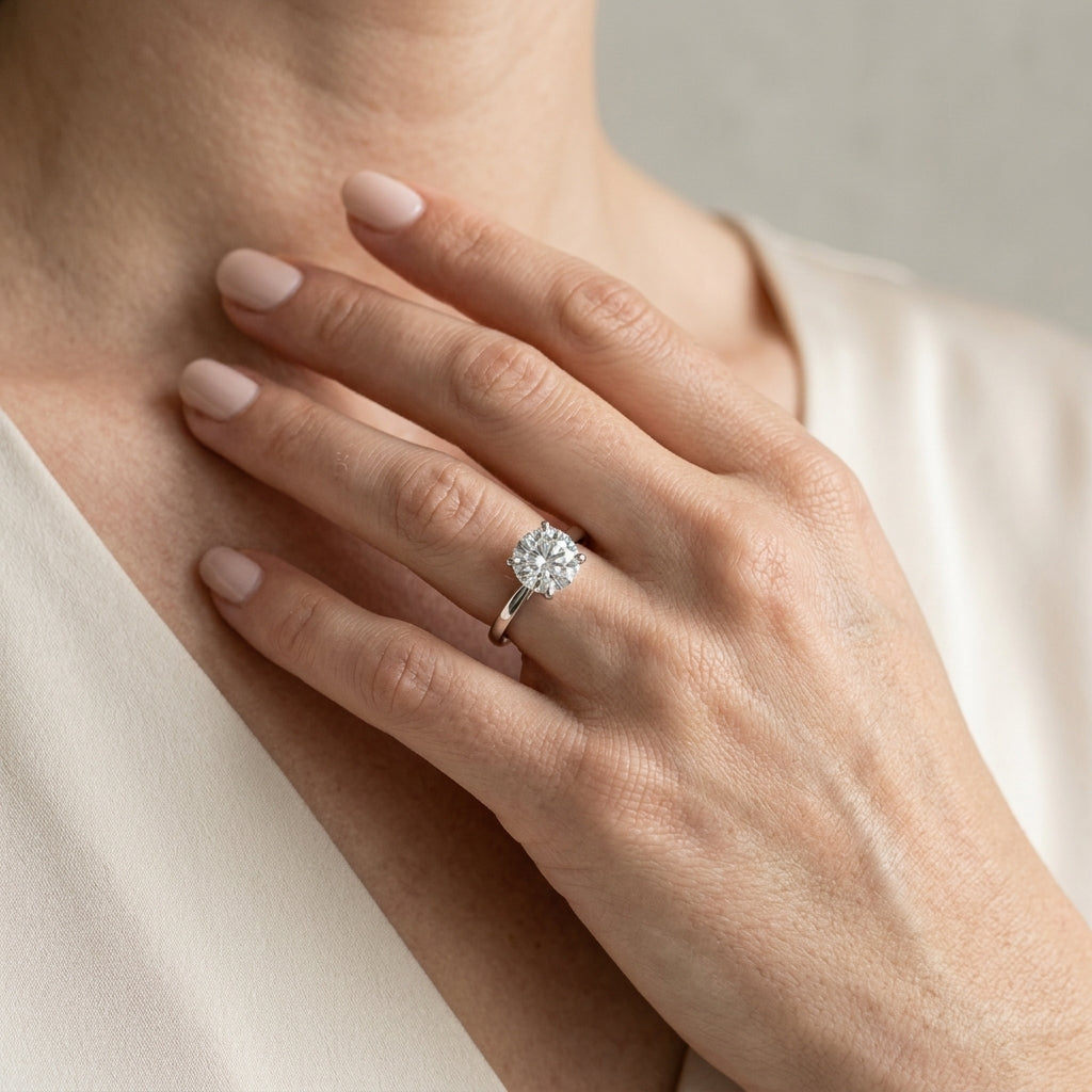 Cathedral Engagement Ring - worn lifestyle photo