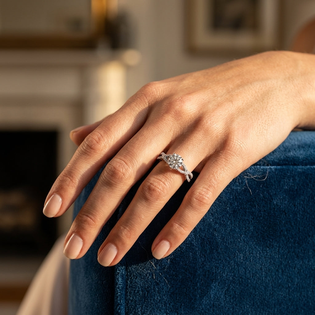 Split Shank Engagement Ring - worn lifestyle photo