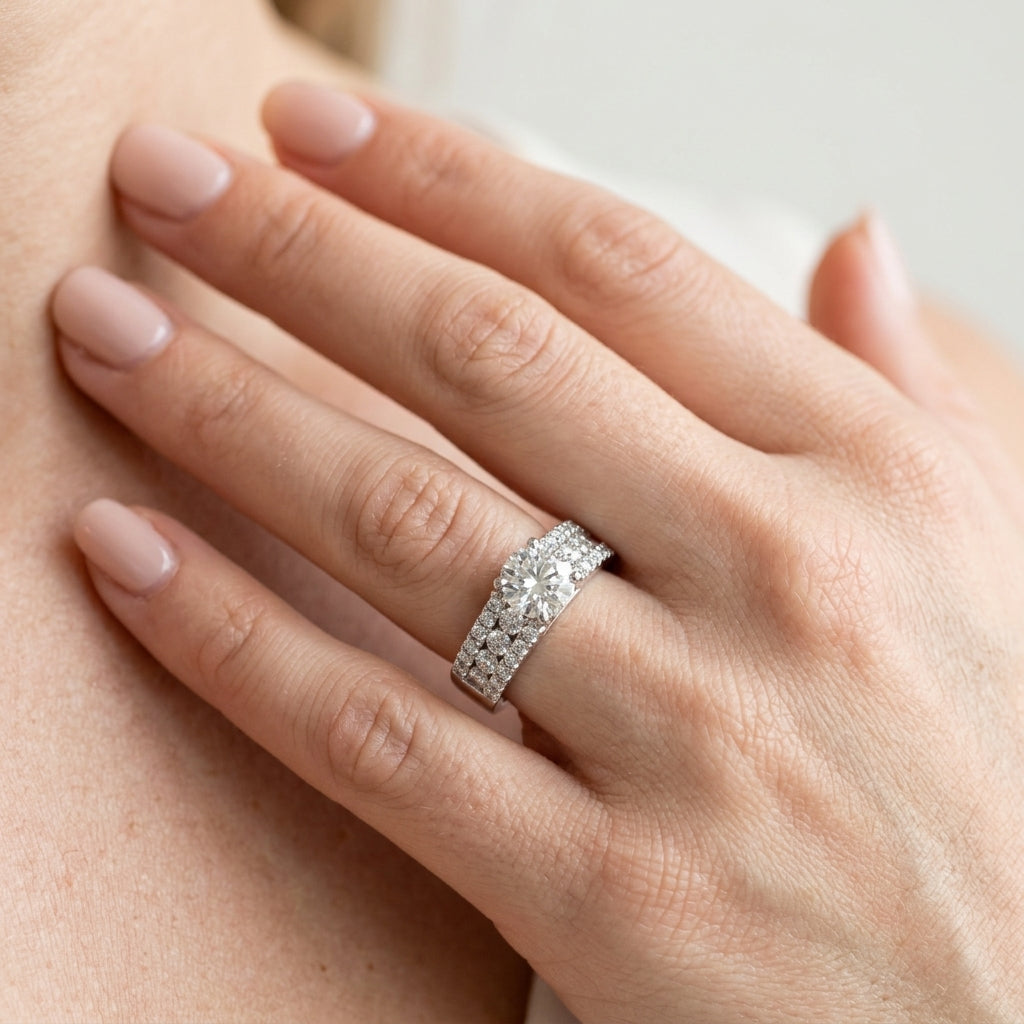Multirow Engagement Ring - worn lifestyle photo