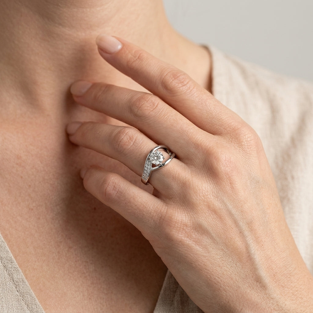 Bypass Engagement Ring - worn lifestyle photo