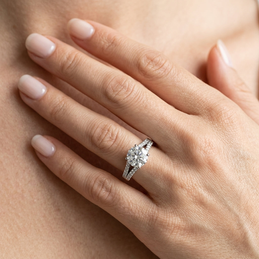 Split Shank Engagement Ring - worn lifestyle photo