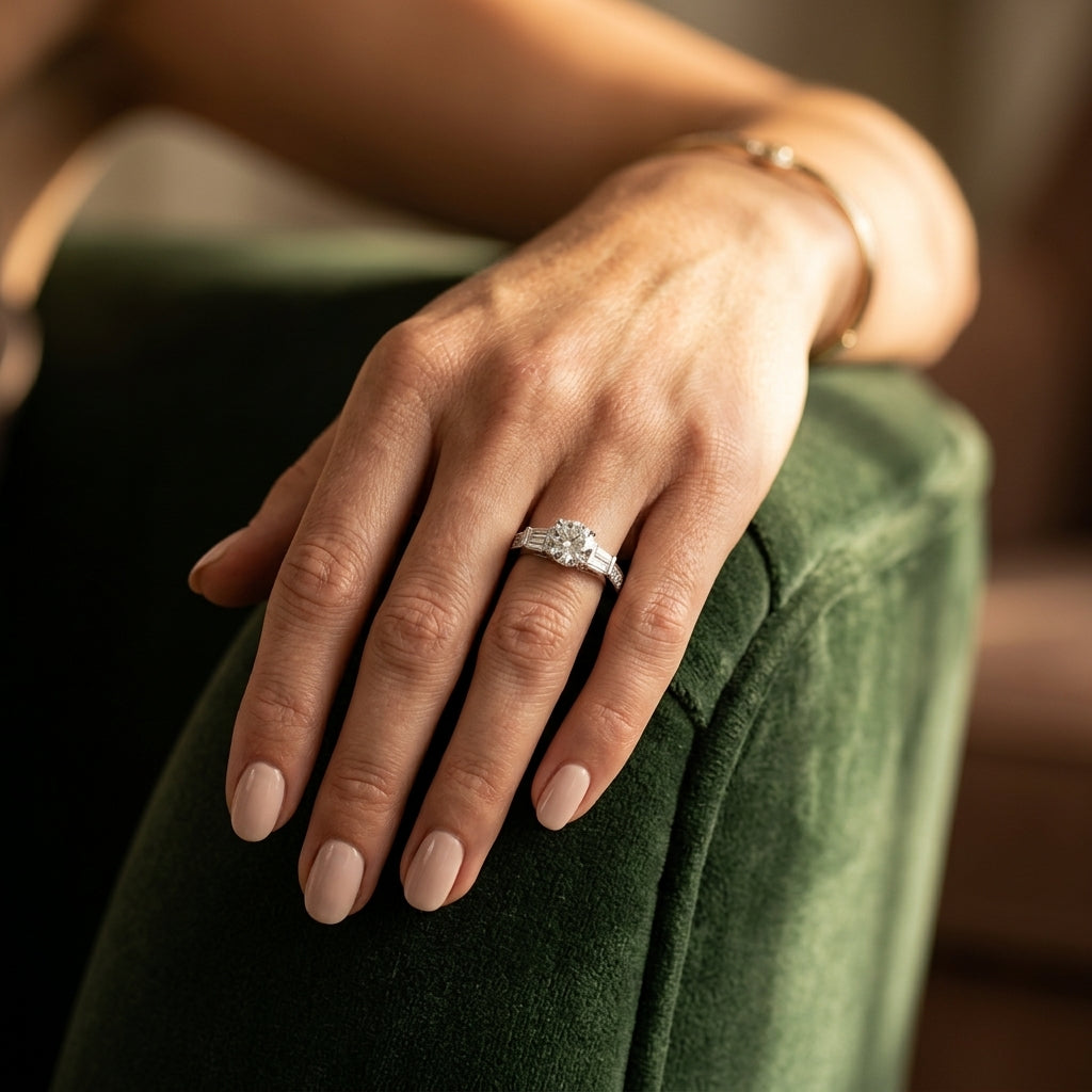 Fancy Shape Baguette Engagement Rings - worn lifestyle photo